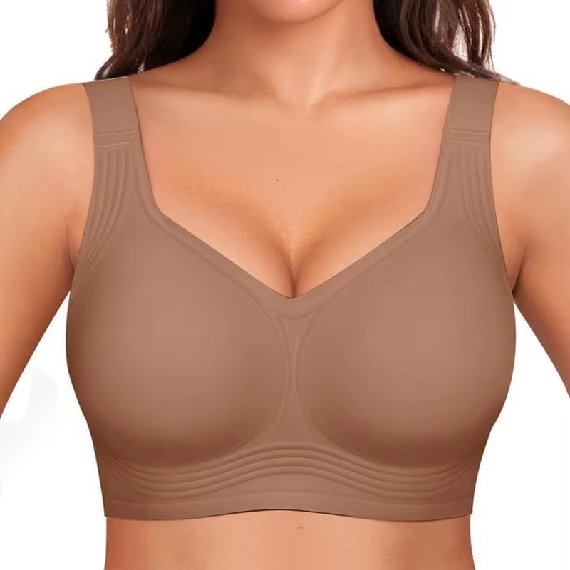 Breast Prothes Bra Smooth V Neck Women Seamless Wireless Removable Padded Push up Bra Soft Comfort Wire Free anti Sagging Bra